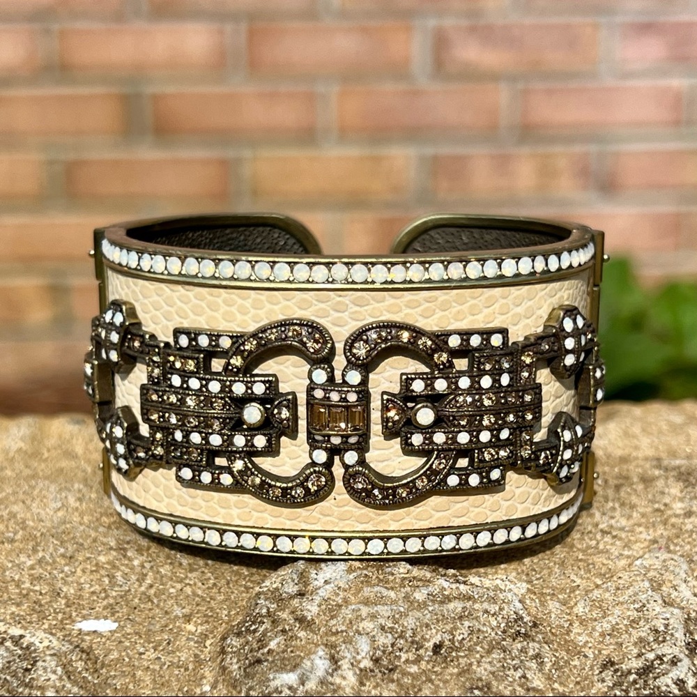 Heidi Daus Ecru Swarovski Crystal Hinged Cuff Bracelet
